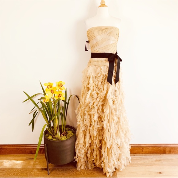 COPY - NEW Tadashi Shoji strapless ruffle chiffon gown - Picture 2 of 8